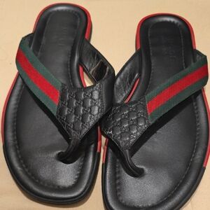 Gucci Black and Red Flip-Flops